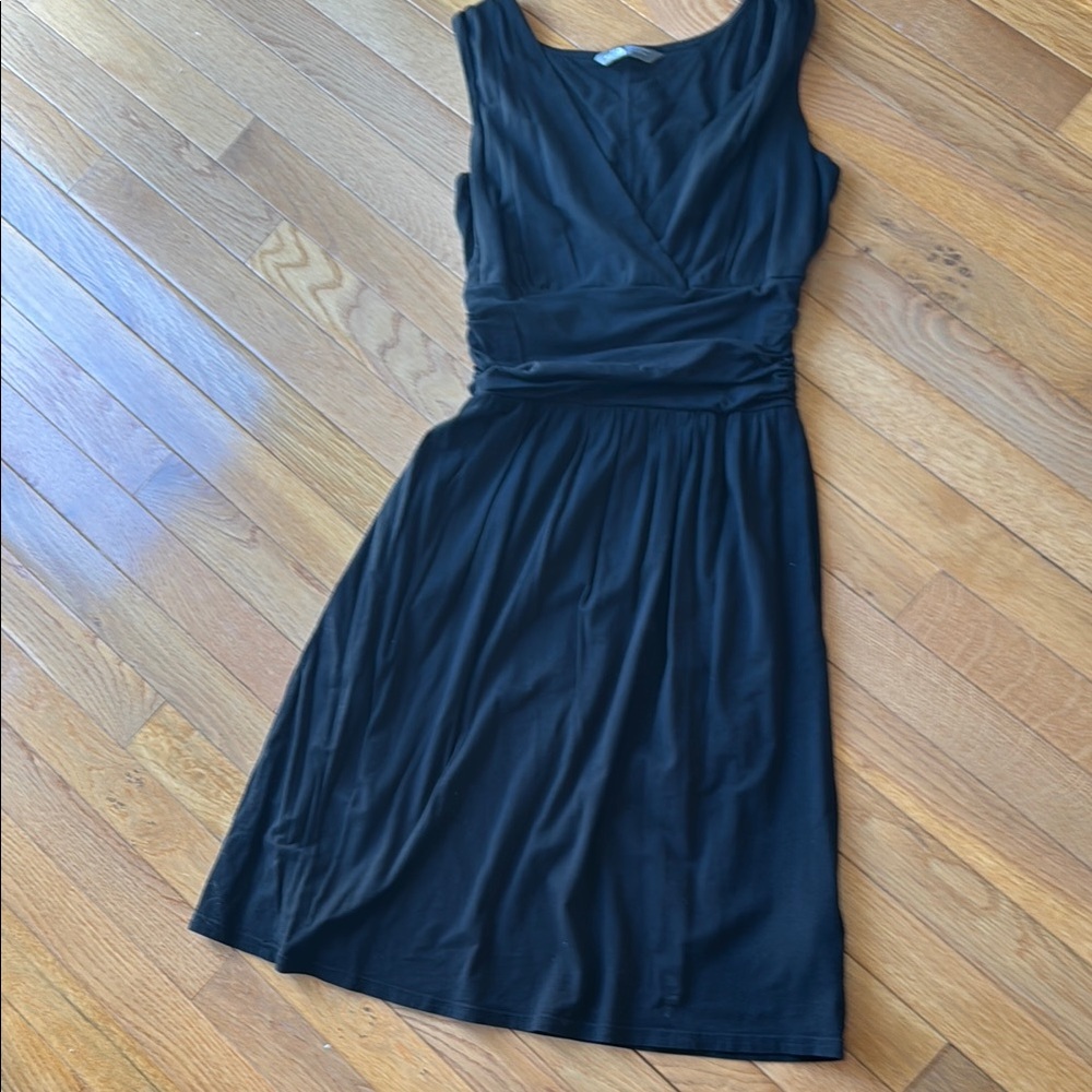Black Ruched Sleeveless V-neck Midi Dress